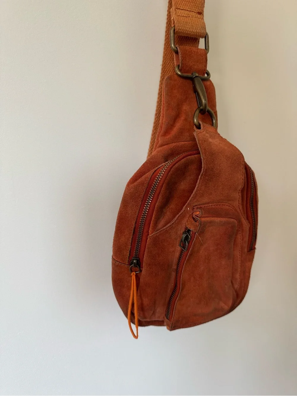 Free People Hudson Suede Sling Bag Burnt Orange Crossbody Boho